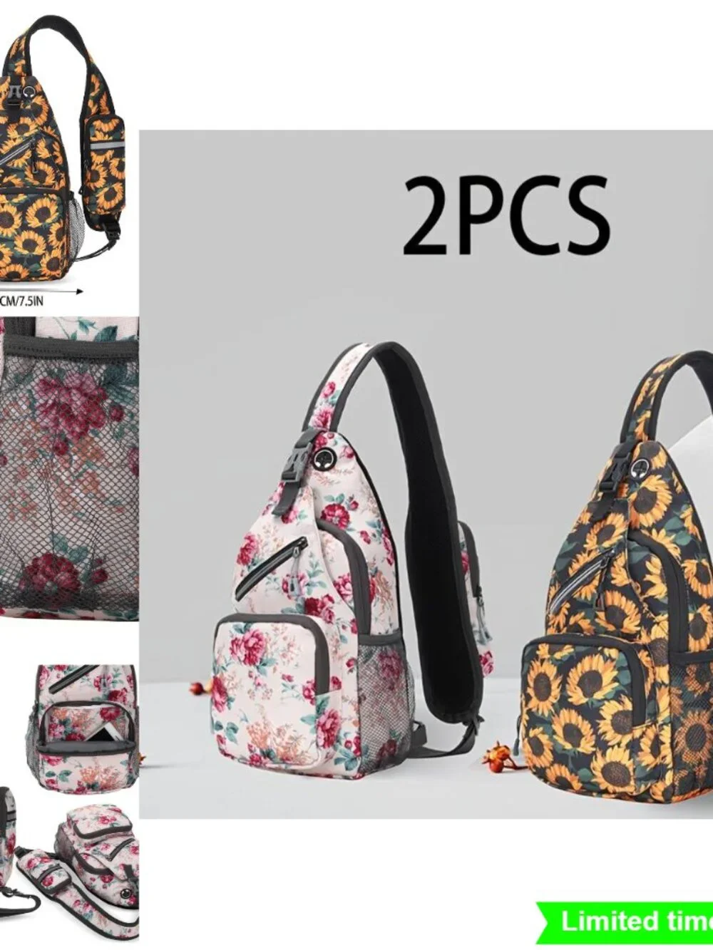 2pcs Lightweight Crossbody Sling Backpack Set Shoulder Chest Bag